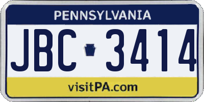 PA license plate JBC3414