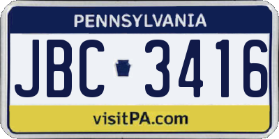 PA license plate JBC3416