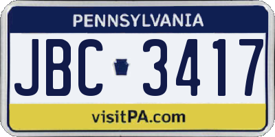 PA license plate JBC3417