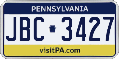 PA license plate JBC3427