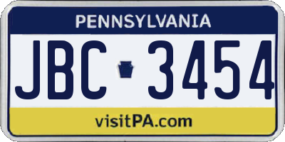 PA license plate JBC3454