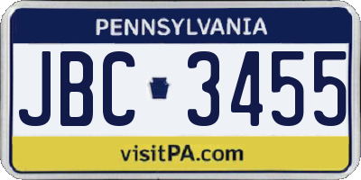 PA license plate JBC3455