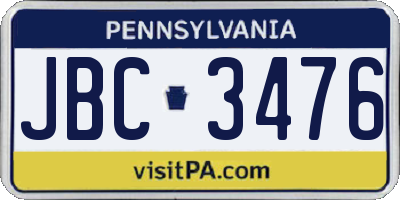 PA license plate JBC3476