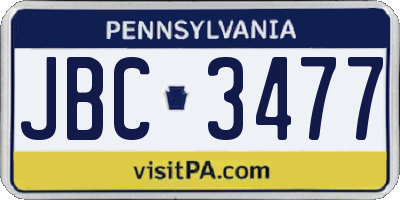 PA license plate JBC3477