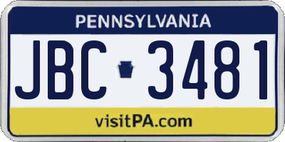 PA license plate JBC3481