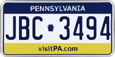 PA license plate JBC3494