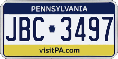 PA license plate JBC3497