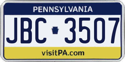 PA license plate JBC3507