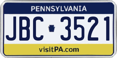 PA license plate JBC3521