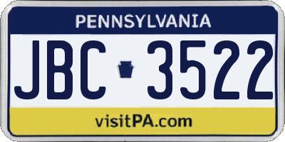 PA license plate JBC3522