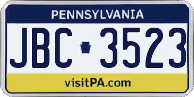 PA license plate JBC3523