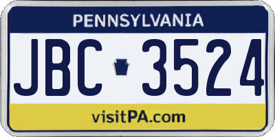 PA license plate JBC3524