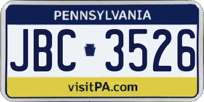 PA license plate JBC3526