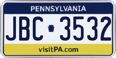 PA license plate JBC3532