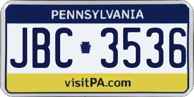 PA license plate JBC3536