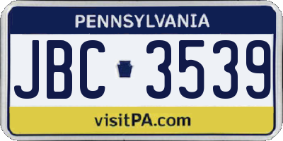 PA license plate JBC3539