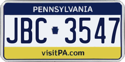 PA license plate JBC3547