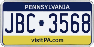 PA license plate JBC3568