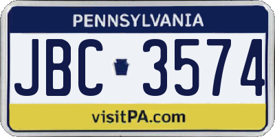 PA license plate JBC3574