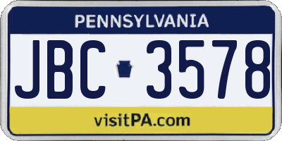 PA license plate JBC3578