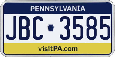 PA license plate JBC3585