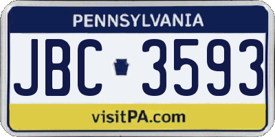 PA license plate JBC3593