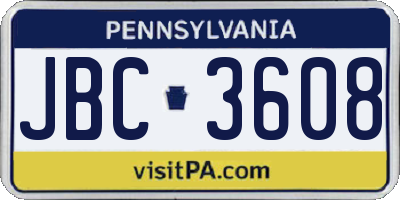 PA license plate JBC3608