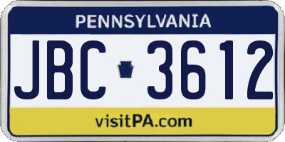 PA license plate JBC3612