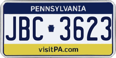 PA license plate JBC3623
