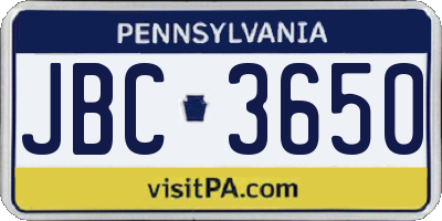 PA license plate JBC3650