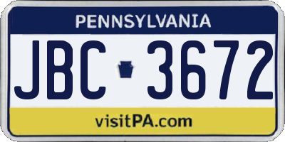 PA license plate JBC3672