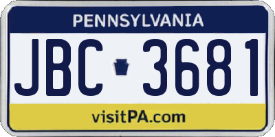 PA license plate JBC3681