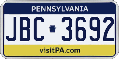 PA license plate JBC3692