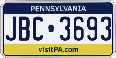 PA license plate JBC3693