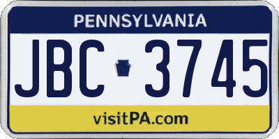 PA license plate JBC3745