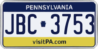 PA license plate JBC3753