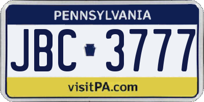 PA license plate JBC3777