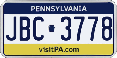 PA license plate JBC3778