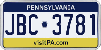 PA license plate JBC3781