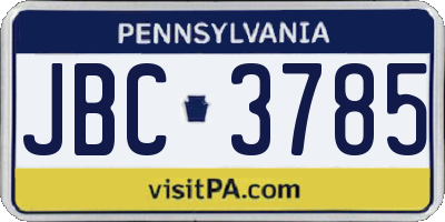 PA license plate JBC3785