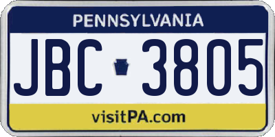 PA license plate JBC3805