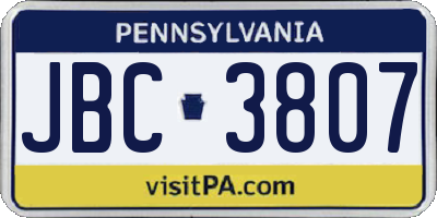 PA license plate JBC3807
