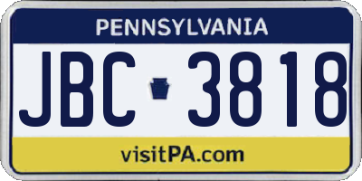 PA license plate JBC3818