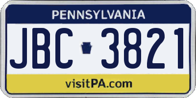 PA license plate JBC3821