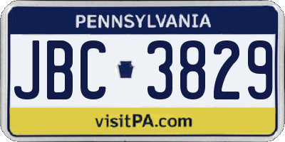 PA license plate JBC3829