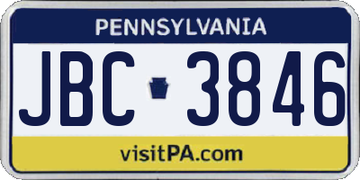 PA license plate JBC3846