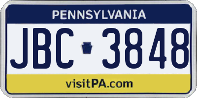 PA license plate JBC3848