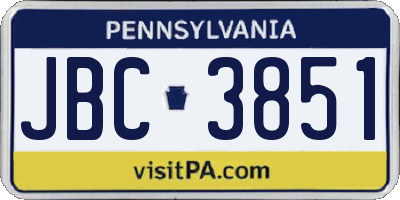 PA license plate JBC3851