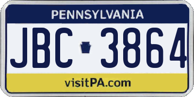 PA license plate JBC3864