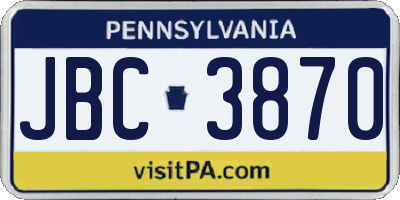 PA license plate JBC3870